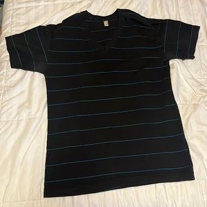 American apparel, V-neck striped T-shirt blue/black medium size